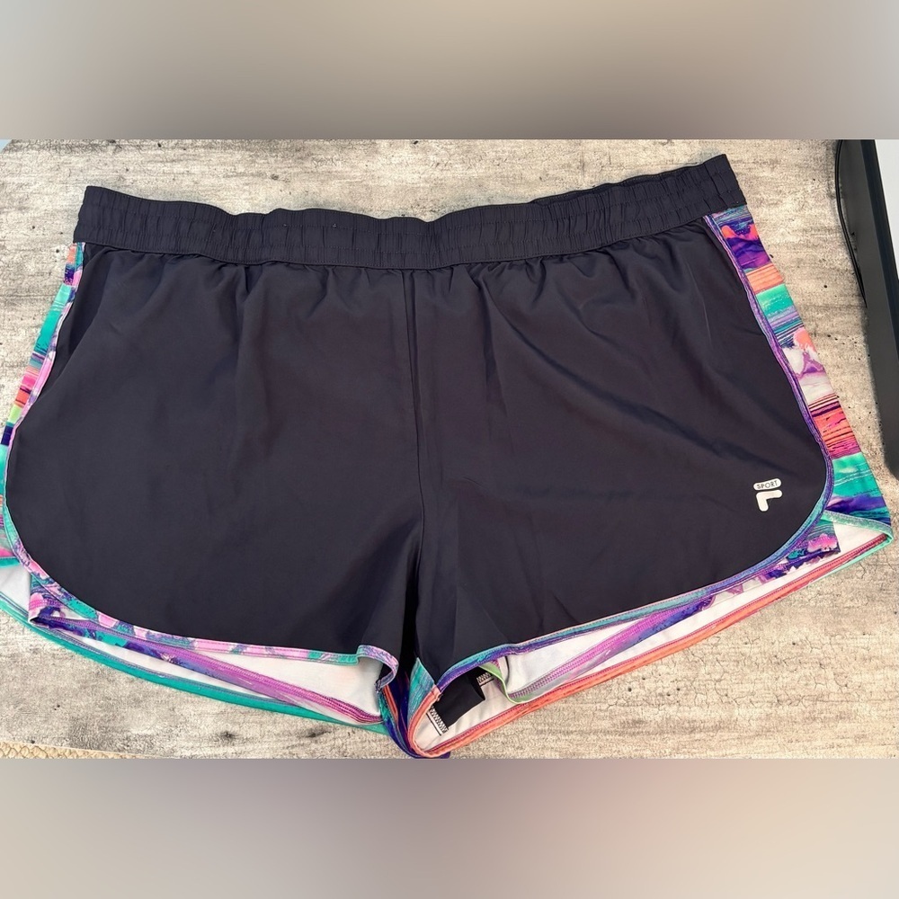 FILA Sport Women’s Size 2x Running Shorts Navy Pink Purple Workout Gym Casual - Picture 1 of 7